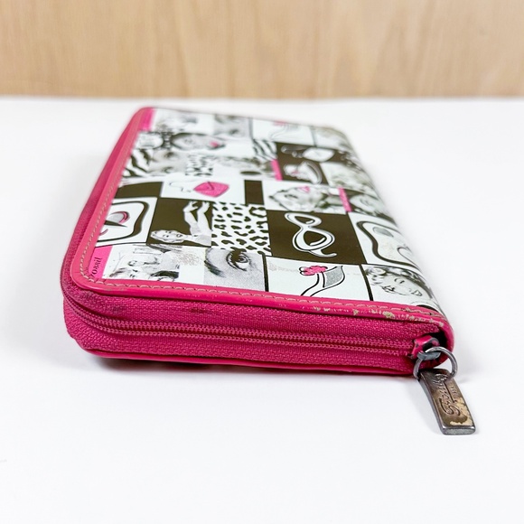 Fossil Liza Pop Art Zip Around Wallet Pink - Picture 3 of 12